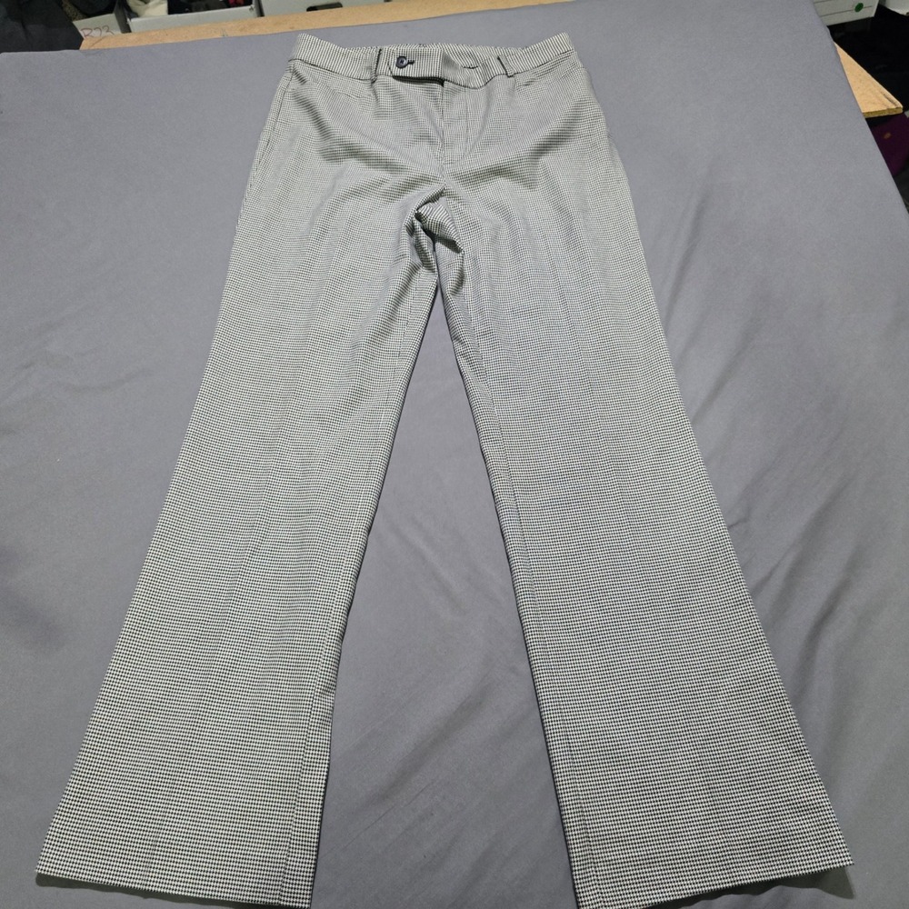 Lauren Ralph Lauren Dress Pants Womens 10 Black White Houndstooth Straight Leg